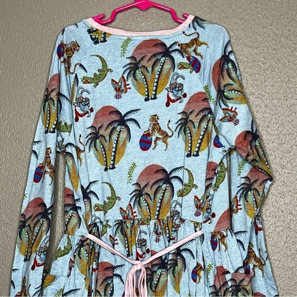 Paper Wings Girls XL Long Sleeve Dress Orgaic Cotton Bunny Tiger Palm Tree Print - Picture 7 of 8